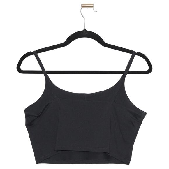 Shelf Bra Cropped Tank Top Size 12 Black - Picture 2 of 2